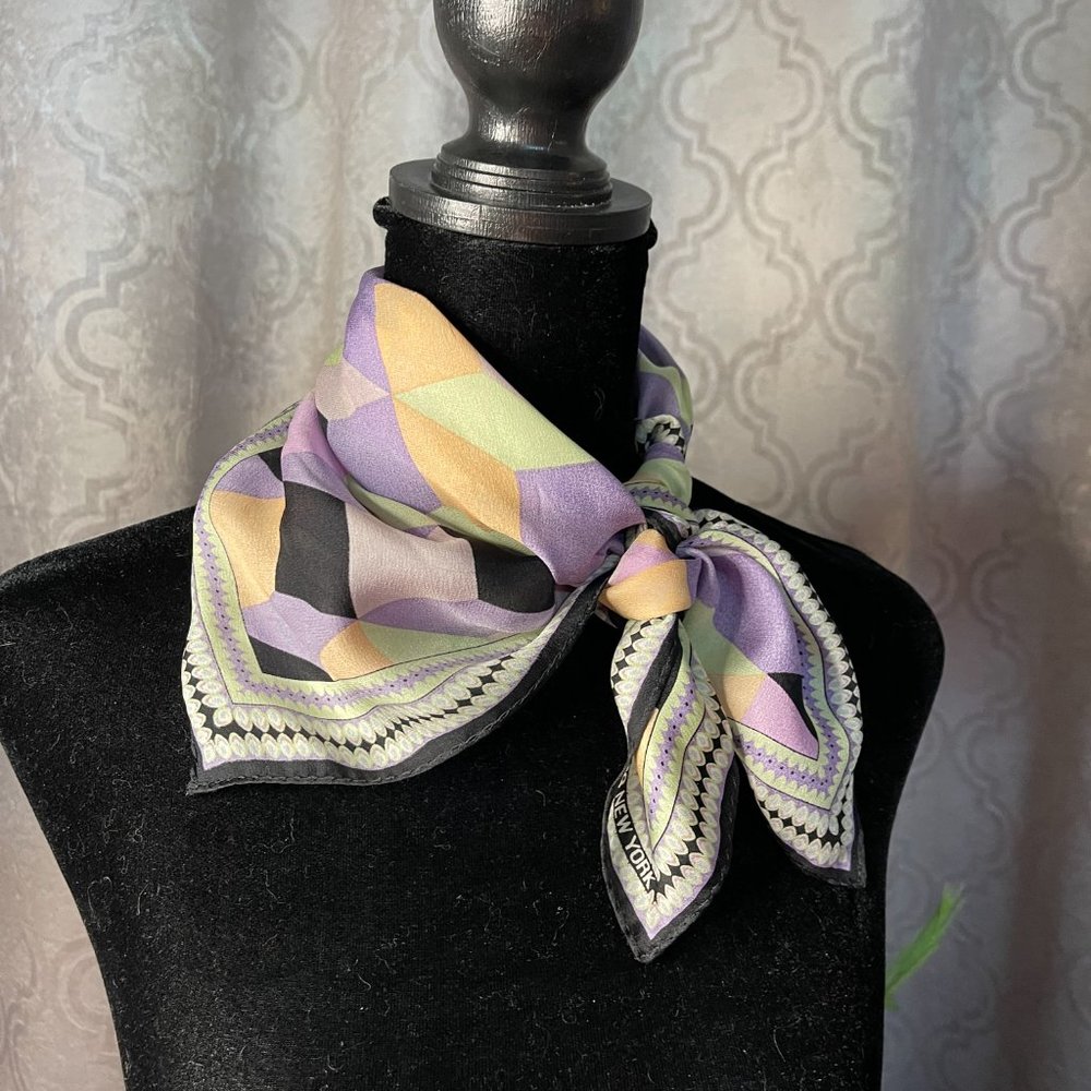 Designer, Vintage Jones New York Silk Scarf